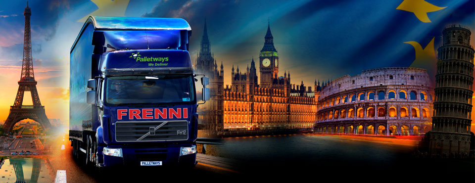 Frenni european slide image, a lorry in London, Paris and Rome